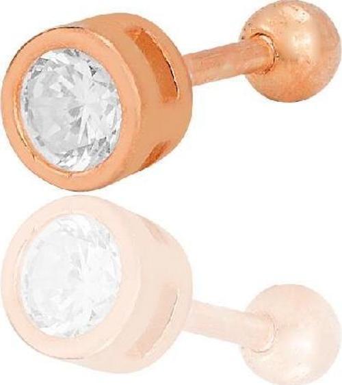 Gümüş rose zirkon tek taş Tragus helix Piercing küpe 