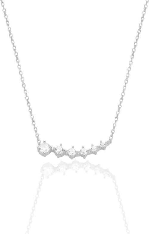 Gümüş rodyumlu zirkon sıra taşlı pırıltı kolye