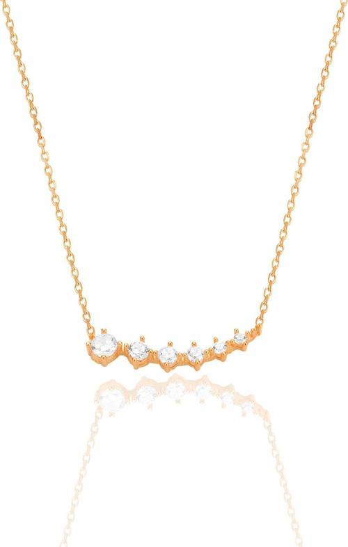 Gümüş rose zirkon sıra taşlı pırıltı kolye