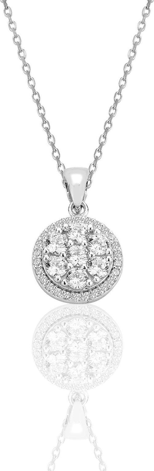 Gümüş rodyumlu zirkon taşlı pırlanta montür tasarım kolye