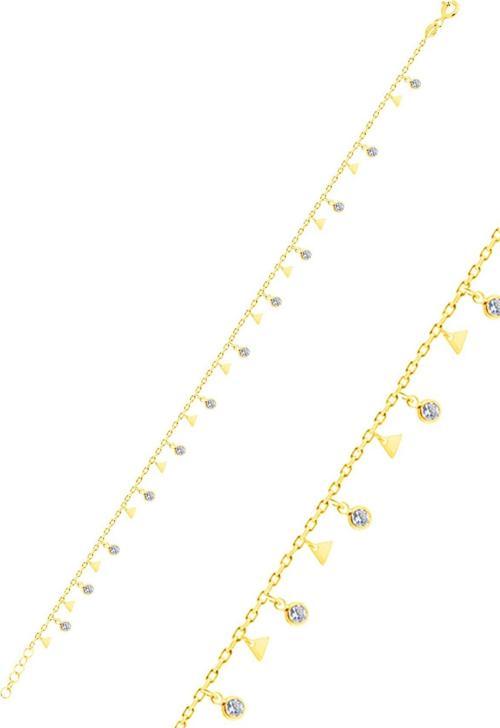 Gümüş altın yaldızlı zirkon taşlı üçgen pullu halhal  