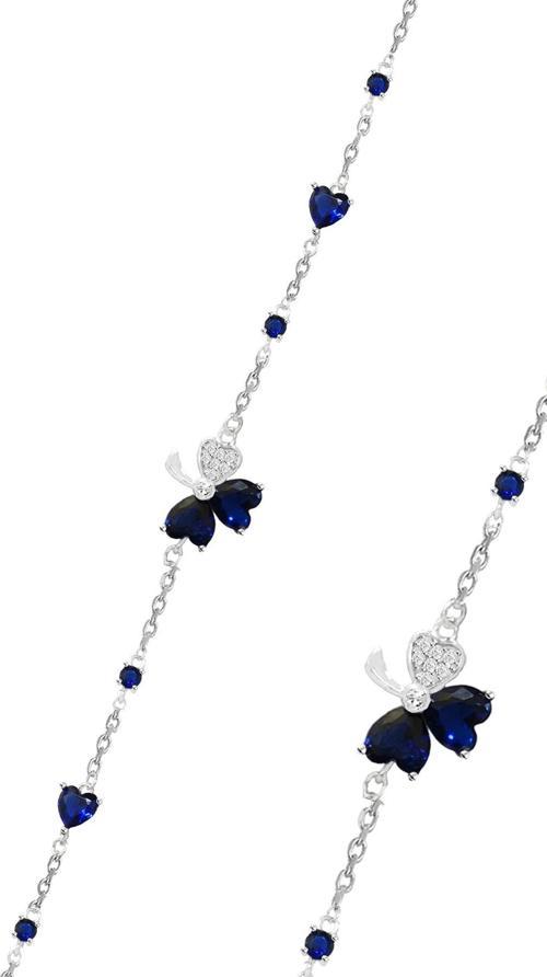 Gümüş rodyumlu safir ve zirkon taşlı yeniden doğuş yonca bileklik