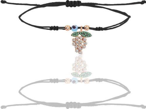 Gümüş rose zirkon taşlı nazarlı üzüm siyah ipli şans bileklik 