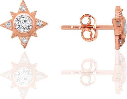 Gümüş rose zirkon taşlı kuzey ışığı kadın küpe 