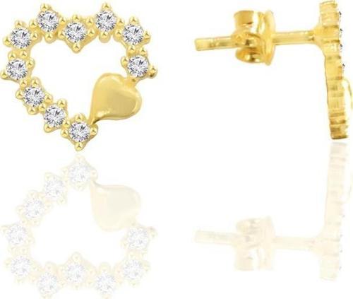 Gümüş altın yaldızlı zirkon taşlı kalplerin uyumu kadın küpe 