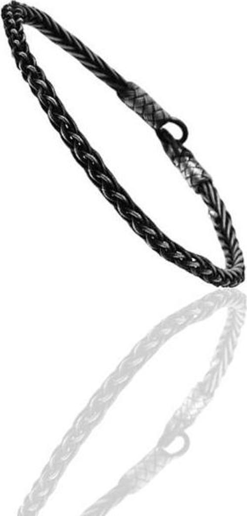 Gümüş tamamen el işçiliği kazaziye işlemeli örgülü erkek bileklik 