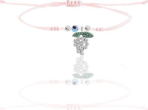 Gümüş rodyumlu zirkon taşlı nazarlı üzüm  pembe ipli şans bileklik 