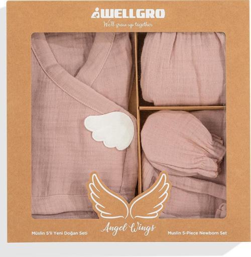 Angel Wings Müslin 5'li Yeni Doğan Seti-Pembe