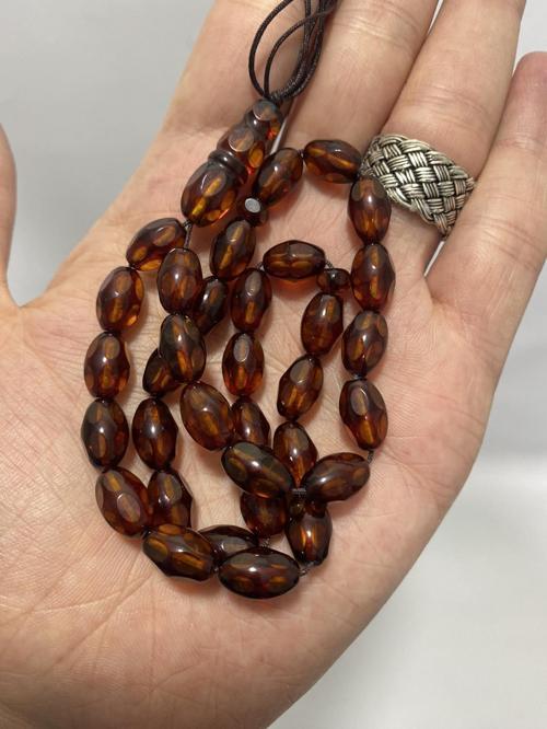 Faset Kesim Doğal Kaya Damla Kehribar Tesbih 33lük 14,70 Gram