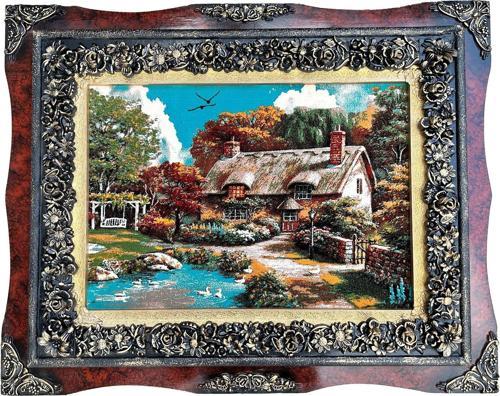 Hayallerdeki Ev Adlı İran Tebriz Halı Tablo 101x81cm - Duvar Halı Kilim Tablo