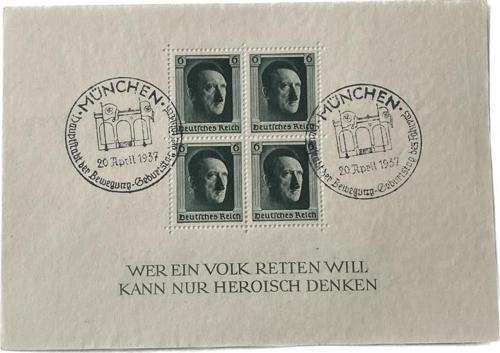 Adolf Hitler 48. Doğum Günü Damgalı Pul Bloğu 002