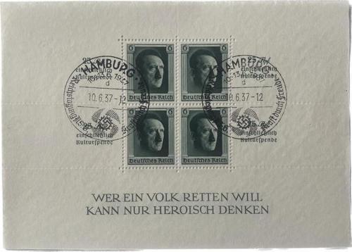 Adolf Hitler 48. Doğum Günü Damgalı Pul Bloğu 009