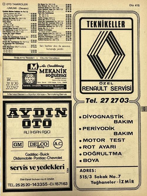 İzmir 1982-1983 Meslek Reklam İlanı Efemera S415