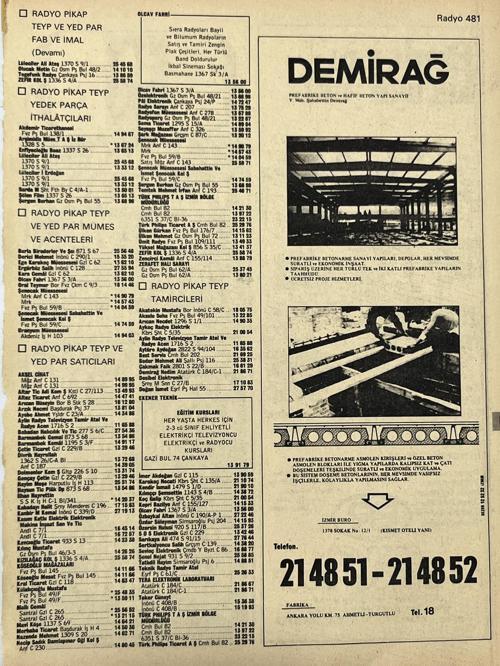 İzmir 1982-1983 Meslek Reklam İlanı Efemera S481