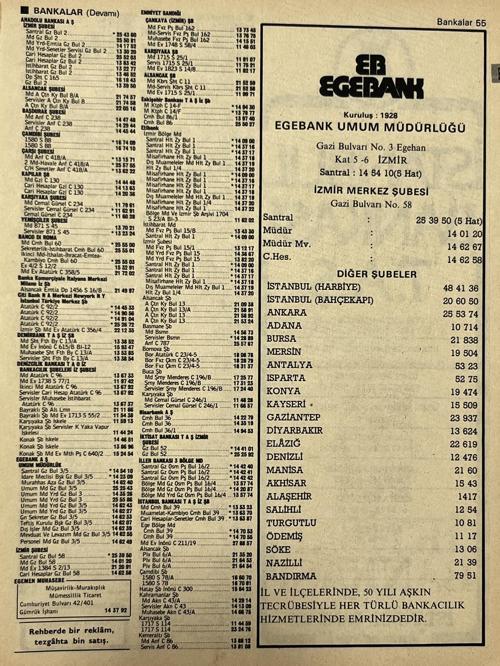 İzmir 1982-1983 Meslek Reklam İlanı Efemera S55