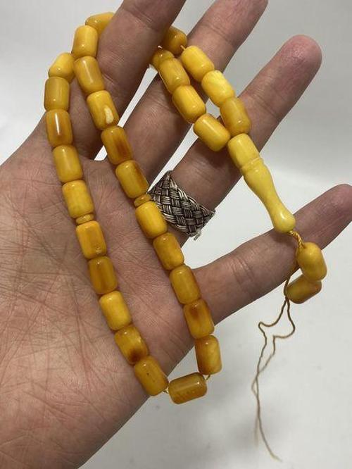 Kapsül Kesim Doğal Kaya Damla Kehribar Tesbih 33lük 11x7,5mm 20,5 Gram
