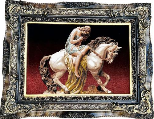 Lady Godiva Halı Tablo 94x75cm - İran Tebriz Halı Kilim Tablo