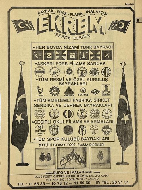 Ankara 1986 Meslek Reklam İlanı Efemera S61