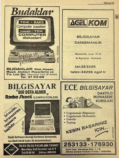 Ankara 1986 Meslek Reklam İlanı Efemera S65