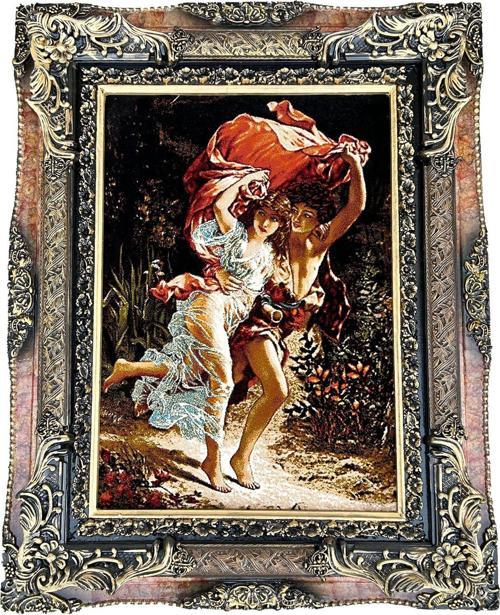 Aşkın Sıcaklığı Adlı İran Tebriz Halı Tablo 77x97cm - Duvar Halı Kilim Tablo