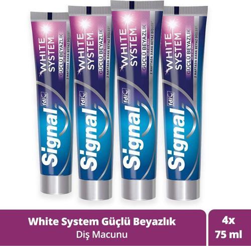 White System Diş Macunu Güçlü Beyazlık Güçlü Diş Minesi 75 Mlx4