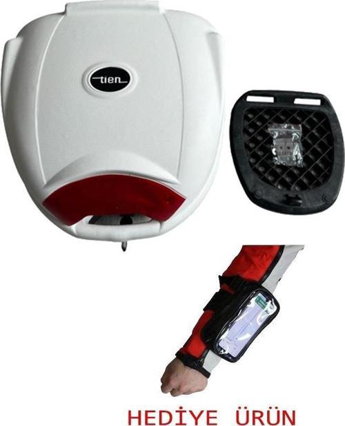 Tien  32 Lt Motosiklet Arka Çanta Beyaz ( Kol Telefon Tutucu Çanta Hediyeli )