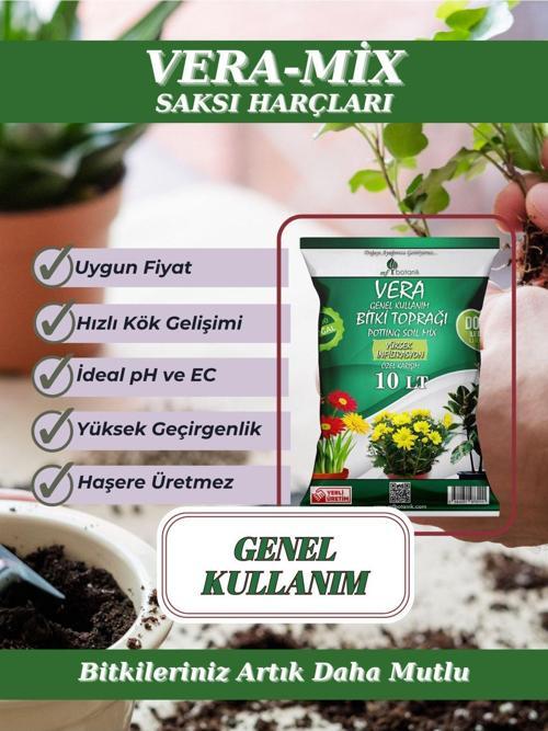 Veramix Özel Karışım Saksı Harcı Ithal Torf - Cocopeat Bitki Toprağı 10 Litre