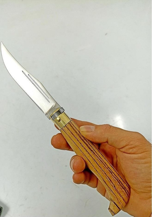 Bursa El Yapımı Çelik Ceviz Ağaç Saplı Kilitli Çakı 24 cm