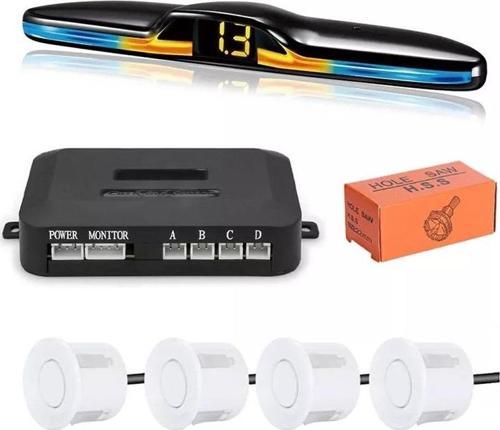 Renk Değiştiren Ekranlı Araç Park Sensörü Sesli 22mm Beyaz PS01