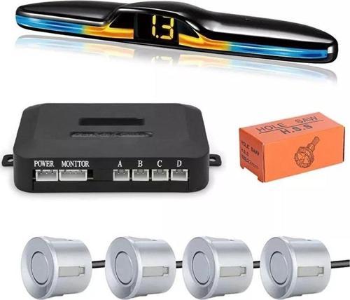Renk Değiştiren Ekranlı Araç Park Sensörü Sesli 22mm Gümüş PS01