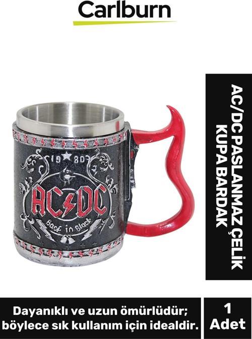 Özel Tasarım Dekoratif Şık Hediye Sevgili Arkadaş AC/DC Paslanmaz Çelik Kupa Bardak 12*15 cm