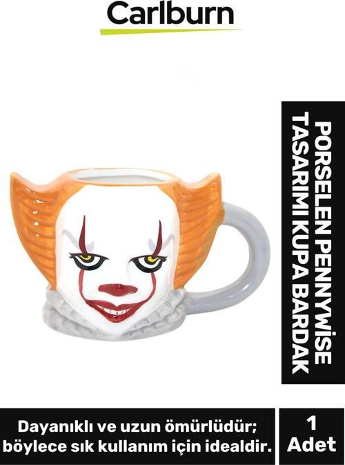Özel Tasarım Dekoratif Şık Hediyelik Porselen Pennywise Tasarımı Kupa Bardak 11*19 Cm