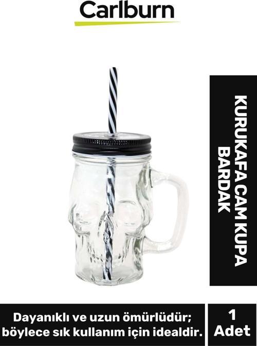 Özel Tasarım Dekoratif Şık Hediyelik Sevgili Arkadaş Kurukafa Cam Kupa Bardak 13*7 Cm