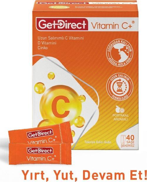 Vitamin C+ 1000 Mg C Vitamini, D Vitamini, Çinko 40 Saşe – Uzun Salınımlı C Vitamini, Susuz Kullanım