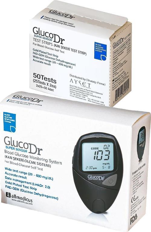 Şeker Ölçme Cihazı+Süper Sensör Strip 50 Adet