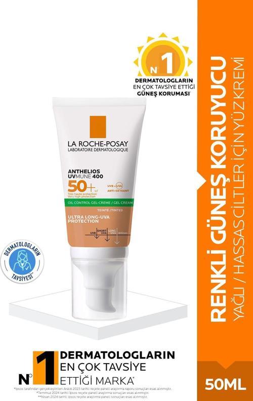 Anthelios Spf 50 Yağlı Ciltler Için Renkli Yüksek Korumalı Yüz Güneş Kremi 50 Ml