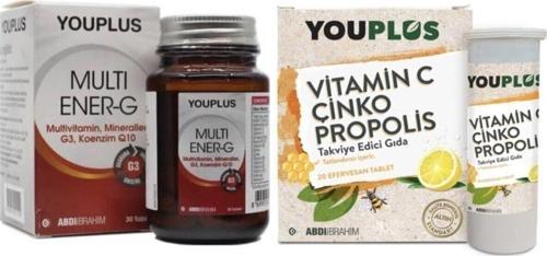 You Plus Multi Ener-G 30 Tablet 1 Adet + You Plu Vitamin C Çinko Propolis Efervesan 1 Adet