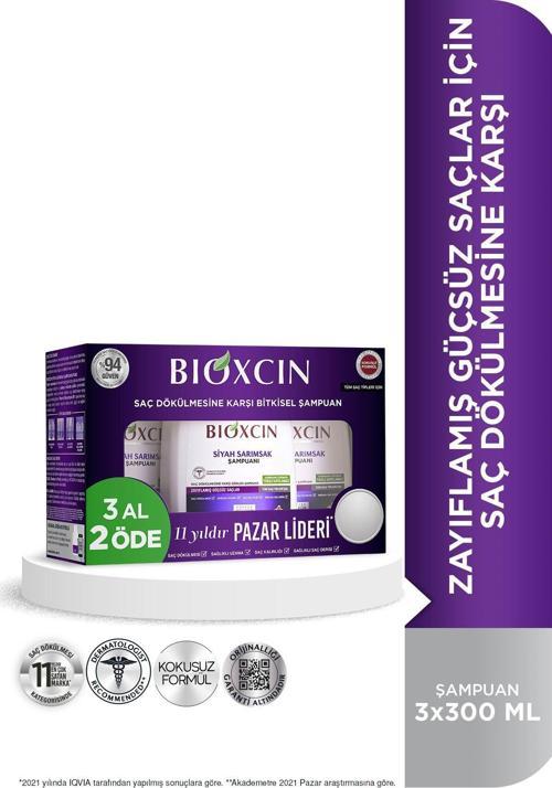 Siyah Sarımsak Şampuanı 3 Al 2 Öde 3X300 Ml - Yıpranmış Seyrek Dökülen Saçlar