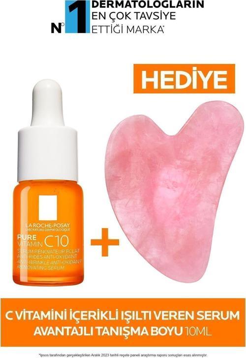 Saf Vitamin C10 Işıltı Veren Serum 10Ml Tanışma Boyu Gua Sha Taşı Hediye!