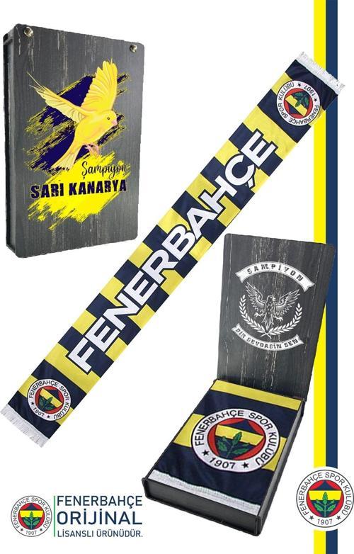 Orijinal Lisanslı En Büyüksün Fenerbahçe Şal Atkı Kanarya Baskılı Ahşap Kutulu