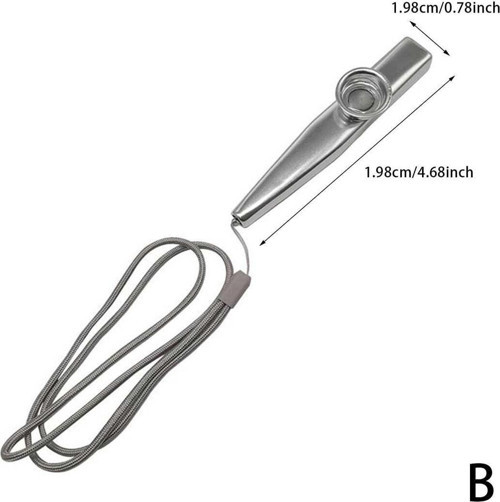 Gmc Boyun Askı Ipli Metal Kazoo - Gri -