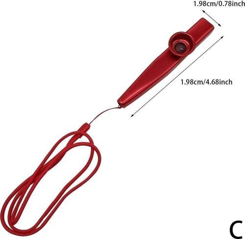 Gmc Boyun Askı Ipli Metal Kazoo - Kırmızı -