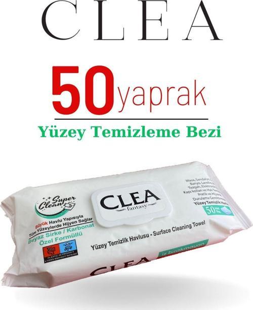 Fantasy 50 Adet Yüzey Temizlik Havlusu, Beyaz Sirke/Karbonat, Islak Mendil, Tüm Yüzeyler Için