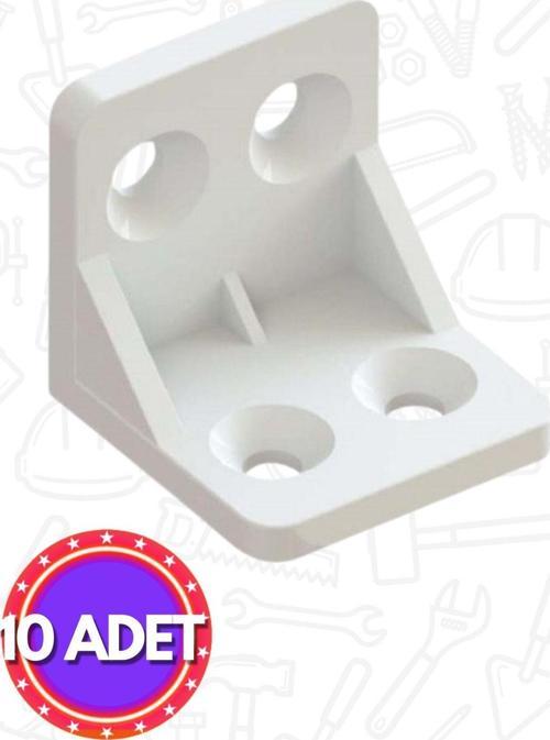Beyaz Plastik Köşe Birleştirme Aparatı 25 X 25 Cm Güçlendirilmiş Plastik Gönye - 10 Adet