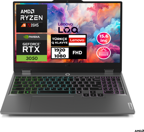 LOQ 15ARP9 Ryzen 5-7235HS 32GB 512GB SSD 6 GB RTX3050 15.6" W11P Gaming Laptop 83JC000QTR 009
