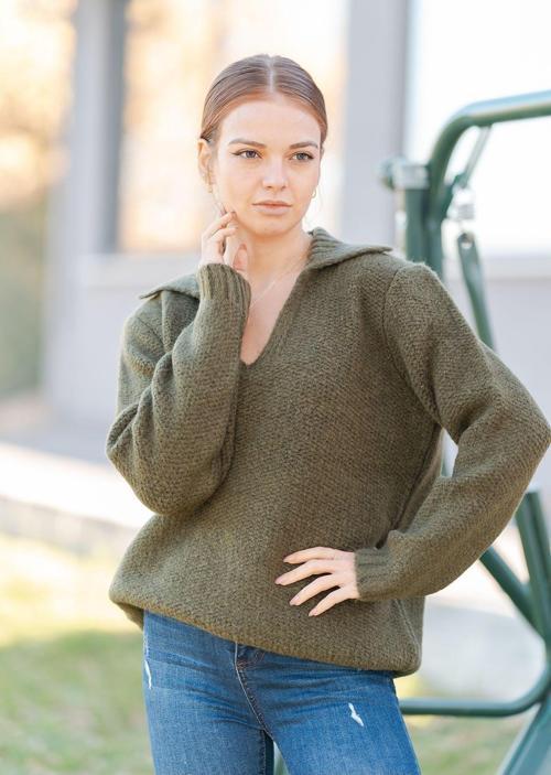 Gömlek Yaka Oversize Basic Kazak