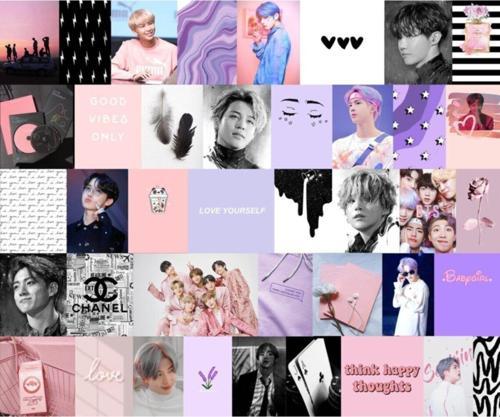 100 Adet Bts Pembe Siyah Beyaz Kolaj Seti Bangtan Boys Duvar Poster Kiti Kuşe Kağıt 10×15 cm