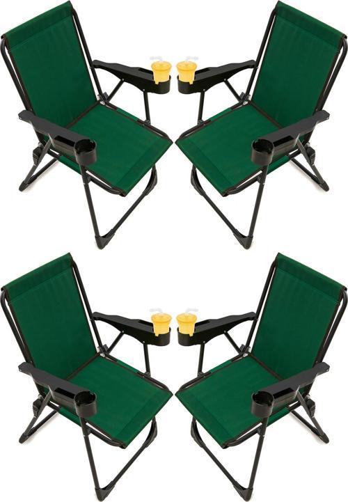 Silva 4 Adet Kamp Sandalyesi Bardaklıklı Lüks Piknik Sandalye Yeşil