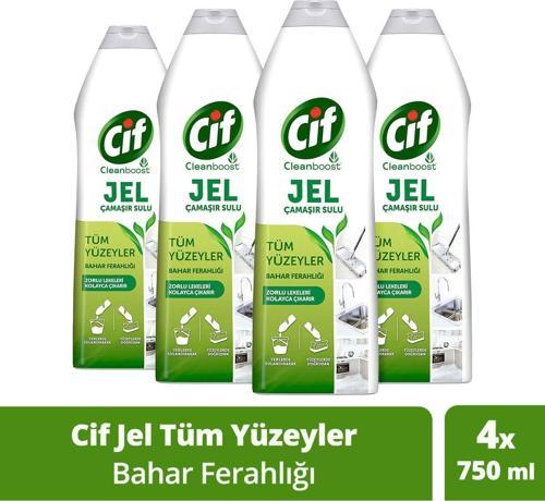 Tüm Yüzeyler Için Jel Yüzey Temizleyici Leke Çıkarıcı, Yağ Çözücü Bahar Ferahlığı 750 Mlx4