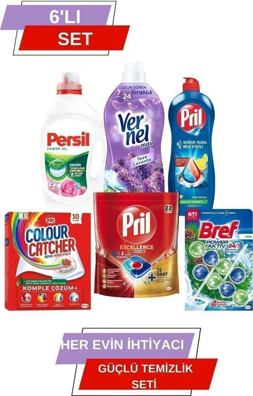 Orta Boy Güçlü Temizlik Seti: Deterjan, Yumuşatıcı, Persil, Pril, K2R Ve Bref